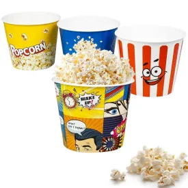 3 Pc Large Plastic Popcorn Theater Home Movie Night Reusable Serving Bowl Bucket
