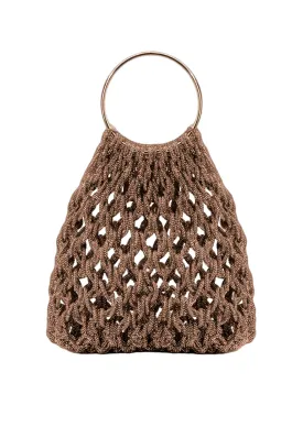 Ambra Ring-Handle Crystal Woven Handbag