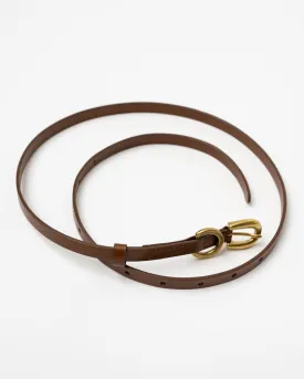 Auralee Leather Narrow Belt in Brown