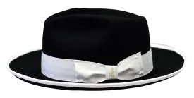 Black and White Bruno Capelo Men's Hats Night Hawk Collection Wool Felt Fedora