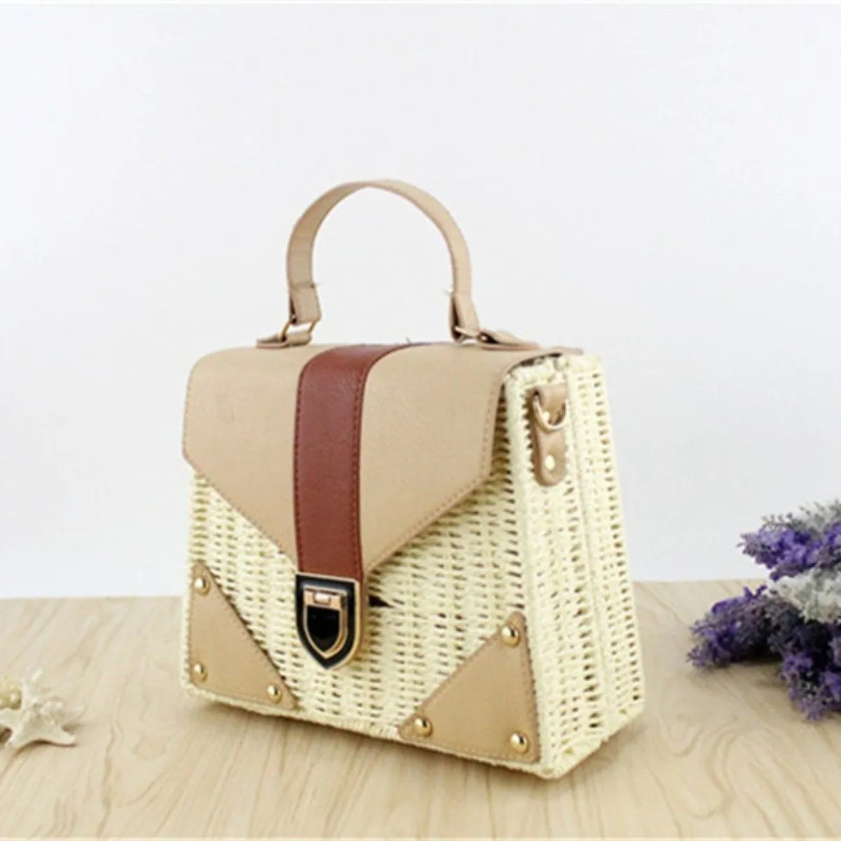 Bohemian Rattan Wicker Woven Beach Bag
