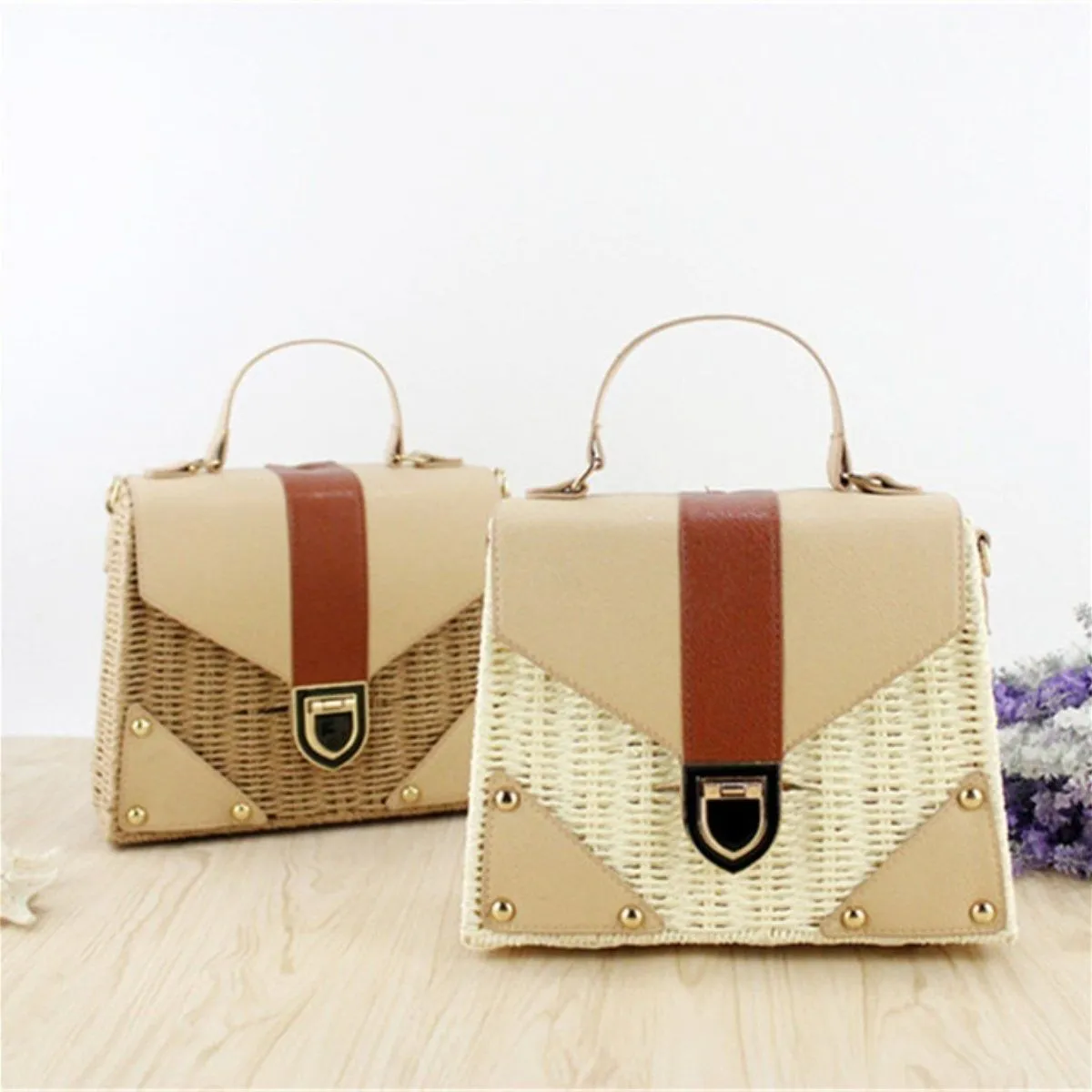 Bohemian Rattan Wicker Woven Beach Bag