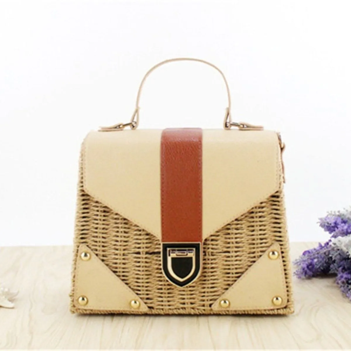 Bohemian Rattan Wicker Woven Beach Bag