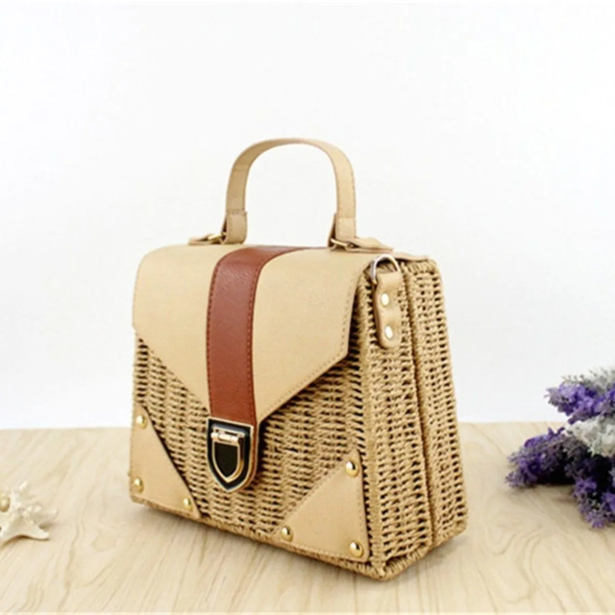 Bohemian Rattan Wicker Woven Beach Bag