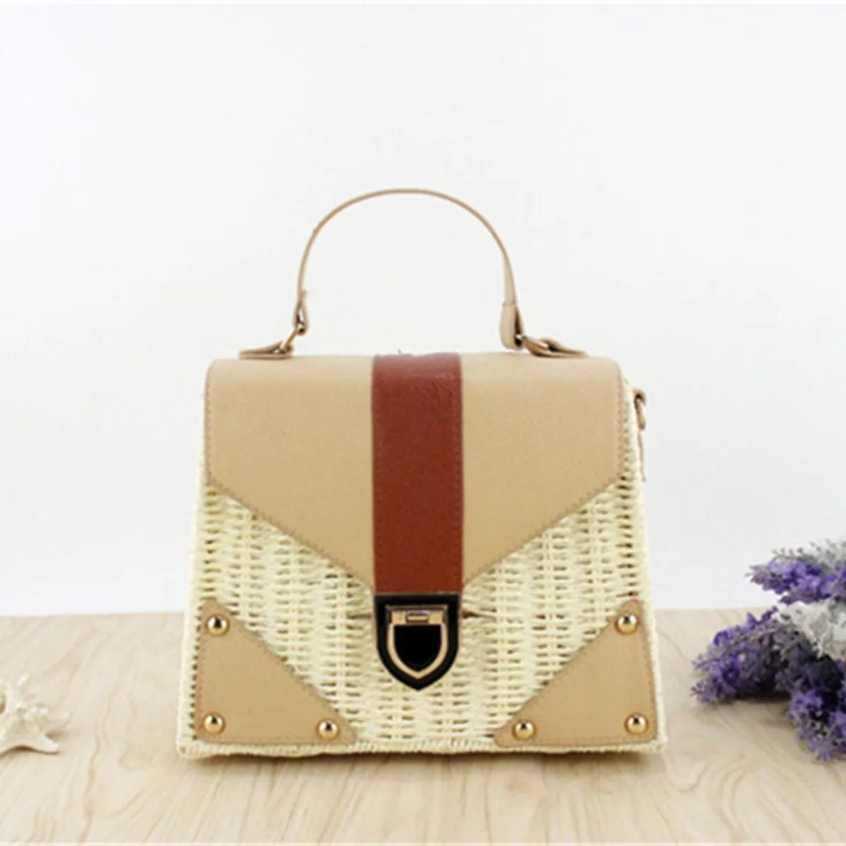 Bohemian Rattan Wicker Woven Beach Bag