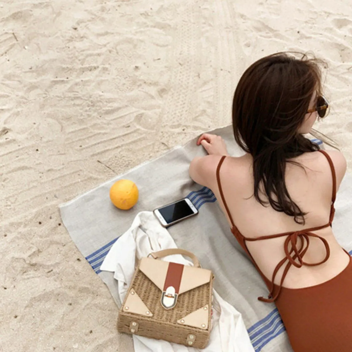 Bohemian Rattan Wicker Woven Beach Bag