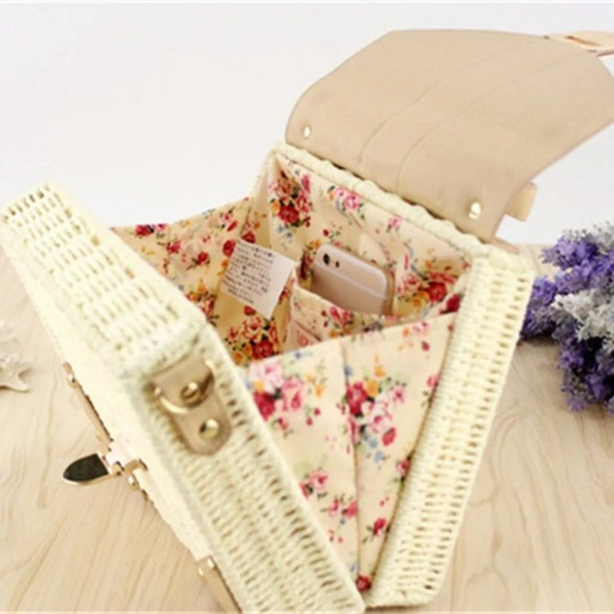 Bohemian Rattan Wicker Woven Beach Bag
