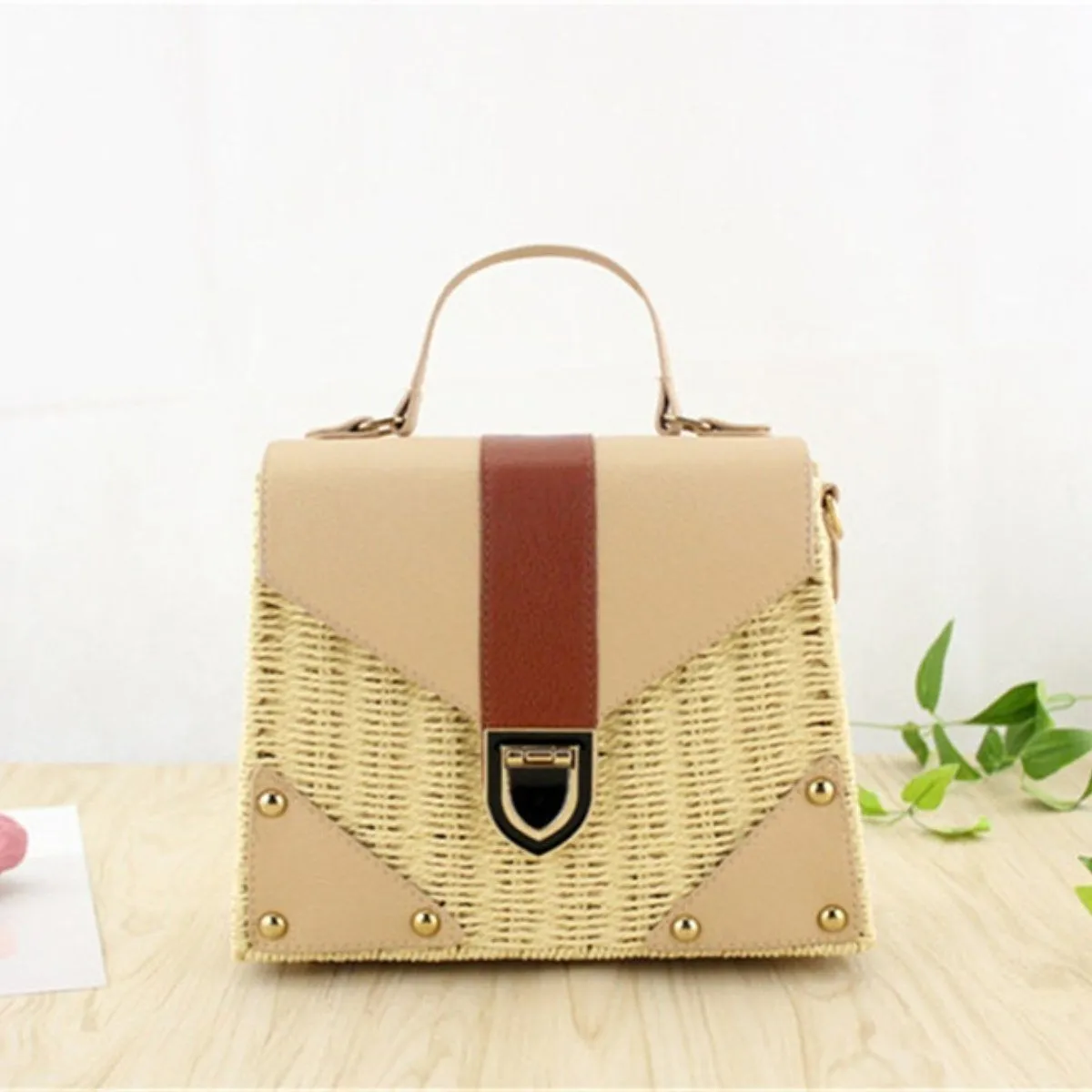 Bohemian Rattan Wicker Woven Beach Bag