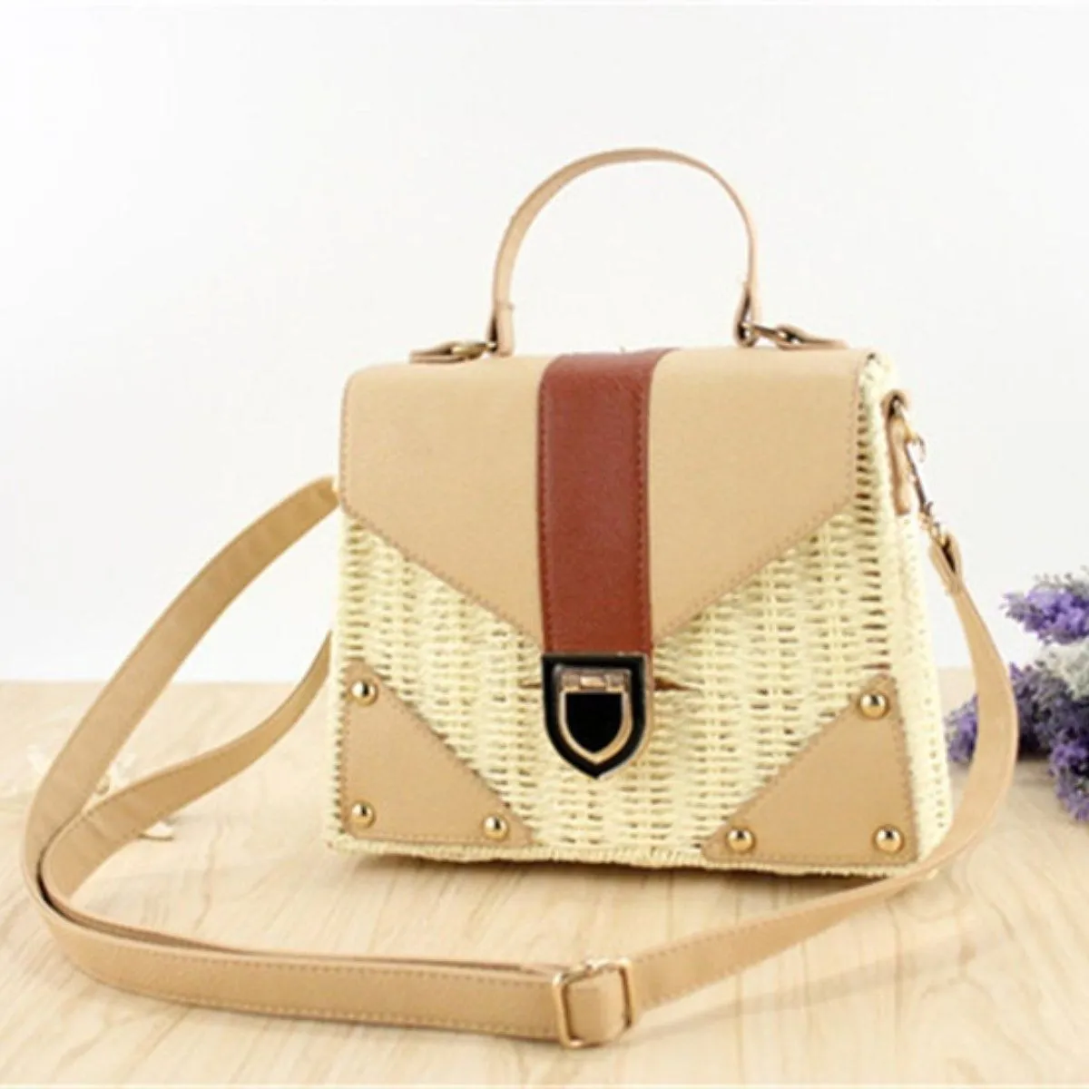 Bohemian Rattan Wicker Woven Beach Bag