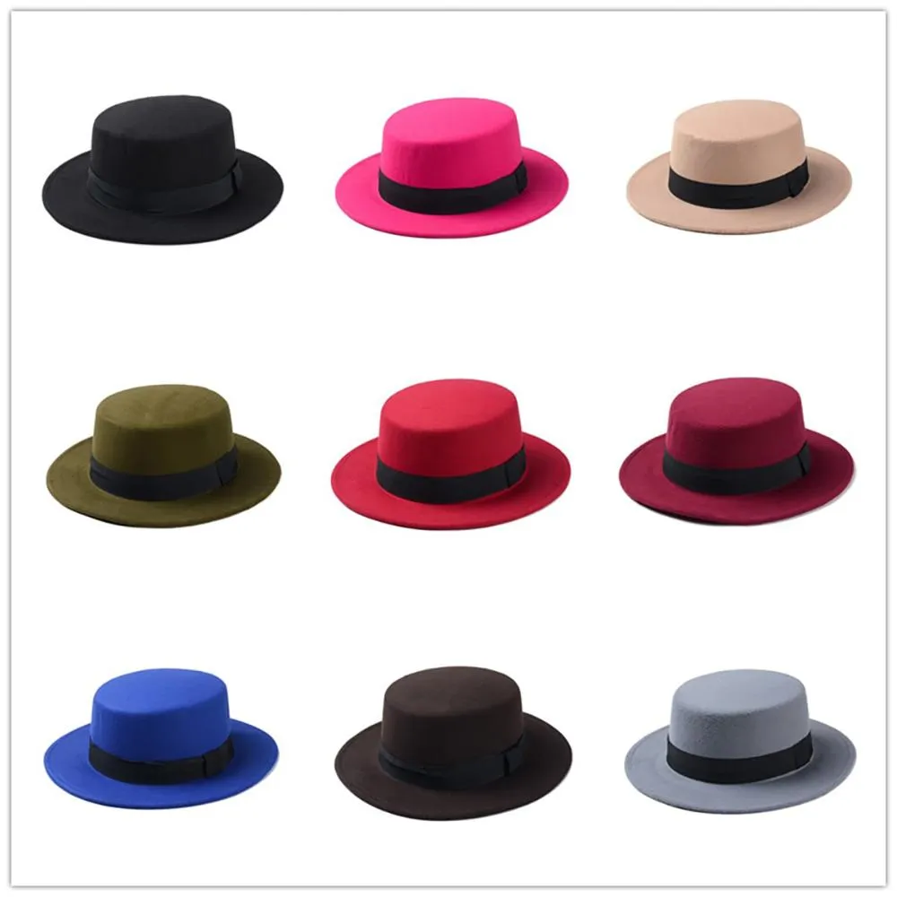 Classic Wide Brim Adjustable Fedora Wool Top Hat