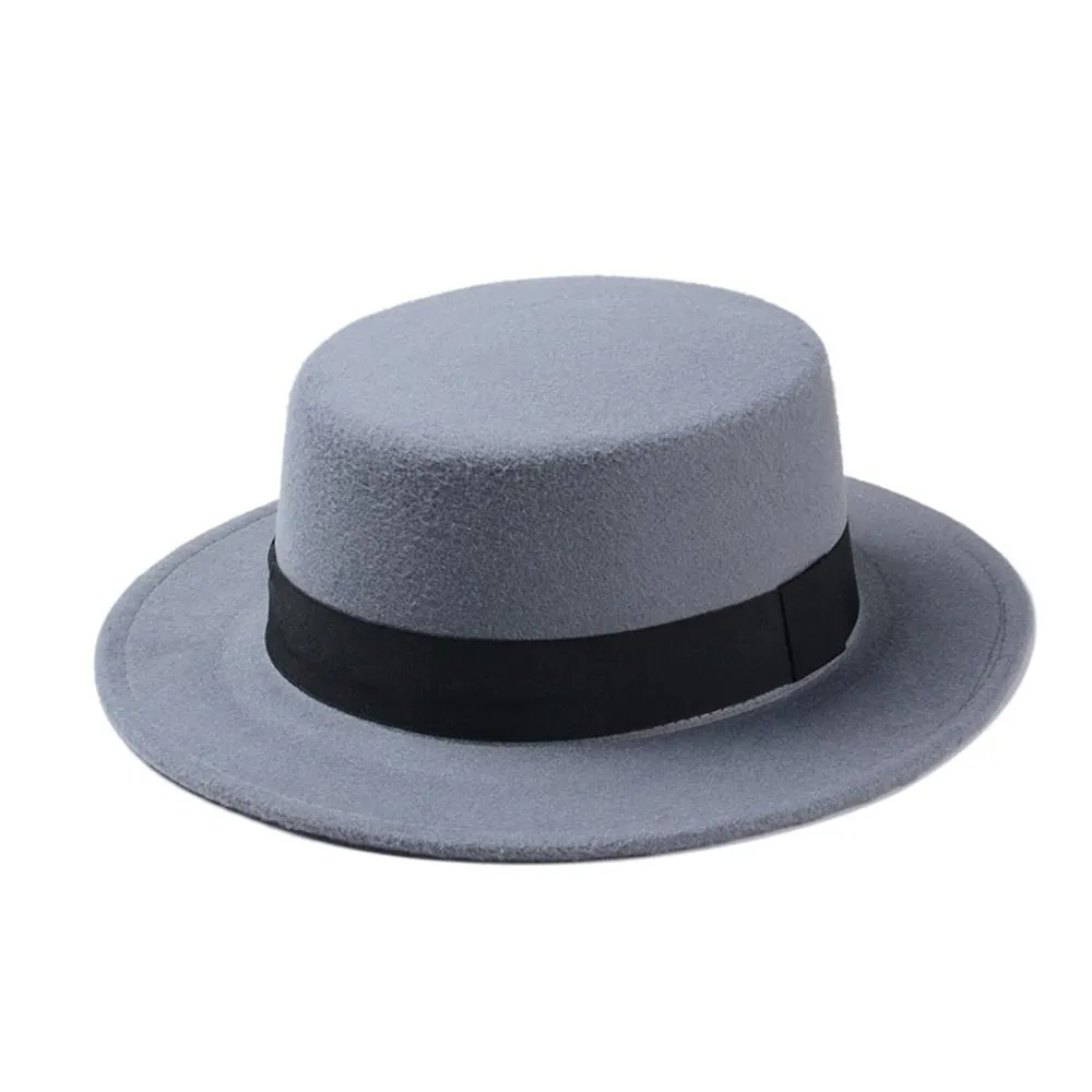 Classic Wide Brim Adjustable Fedora Wool Top Hat