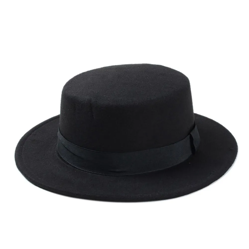 Classic Wide Brim Adjustable Fedora Wool Top Hat