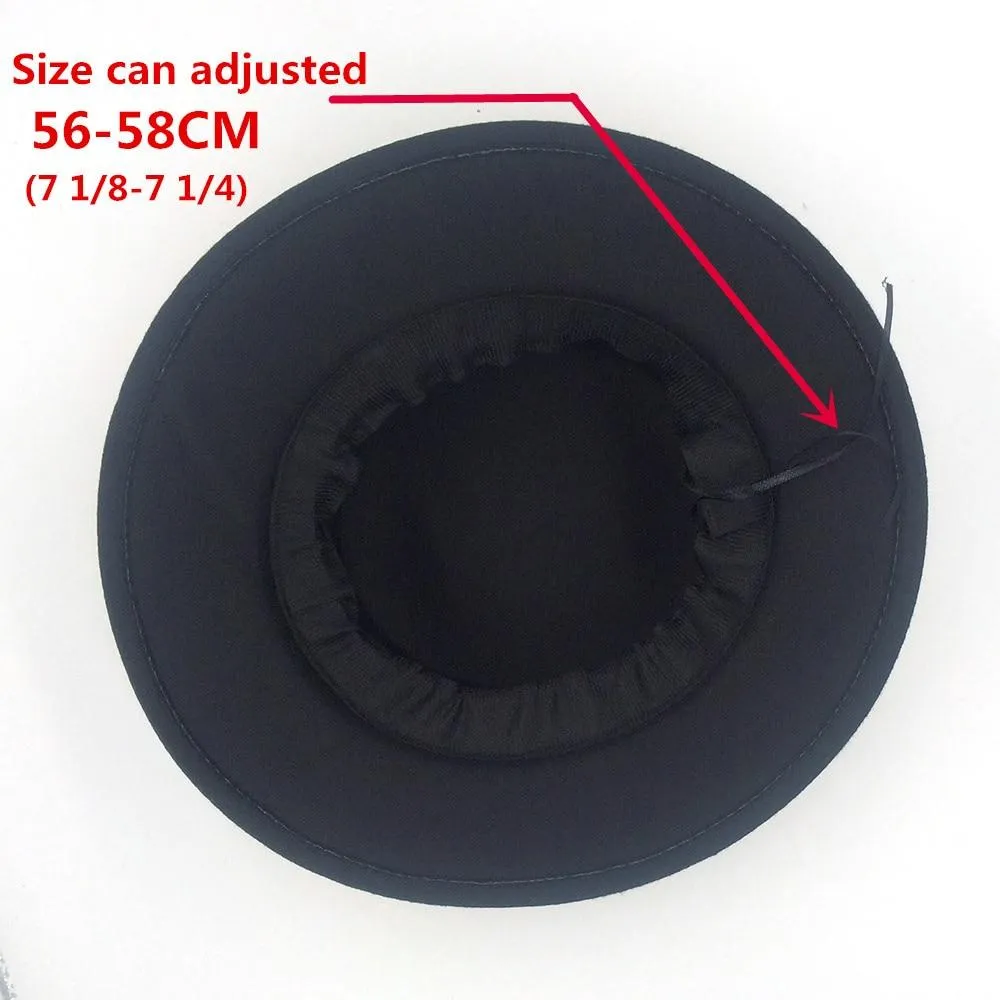 Classic Wide Brim Adjustable Fedora Wool Top Hat