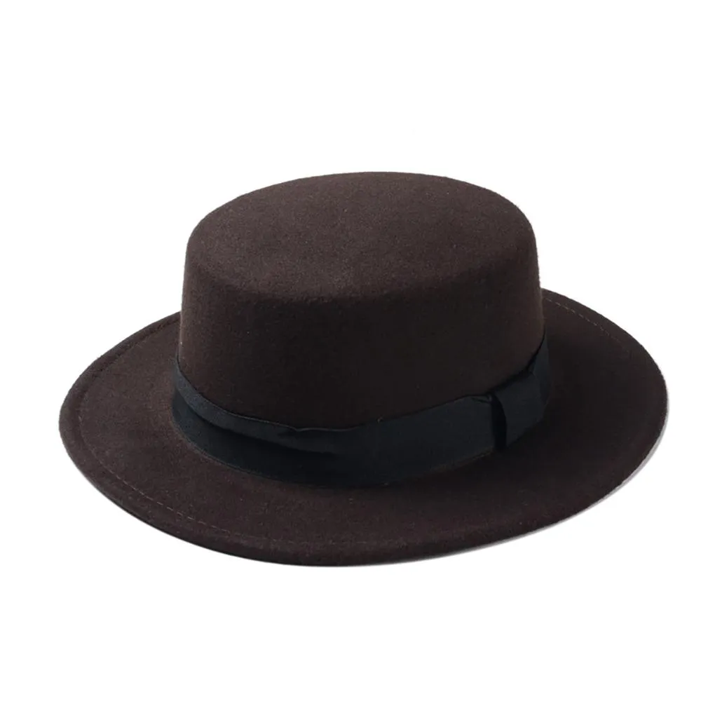 Classic Wide Brim Adjustable Fedora Wool Top Hat