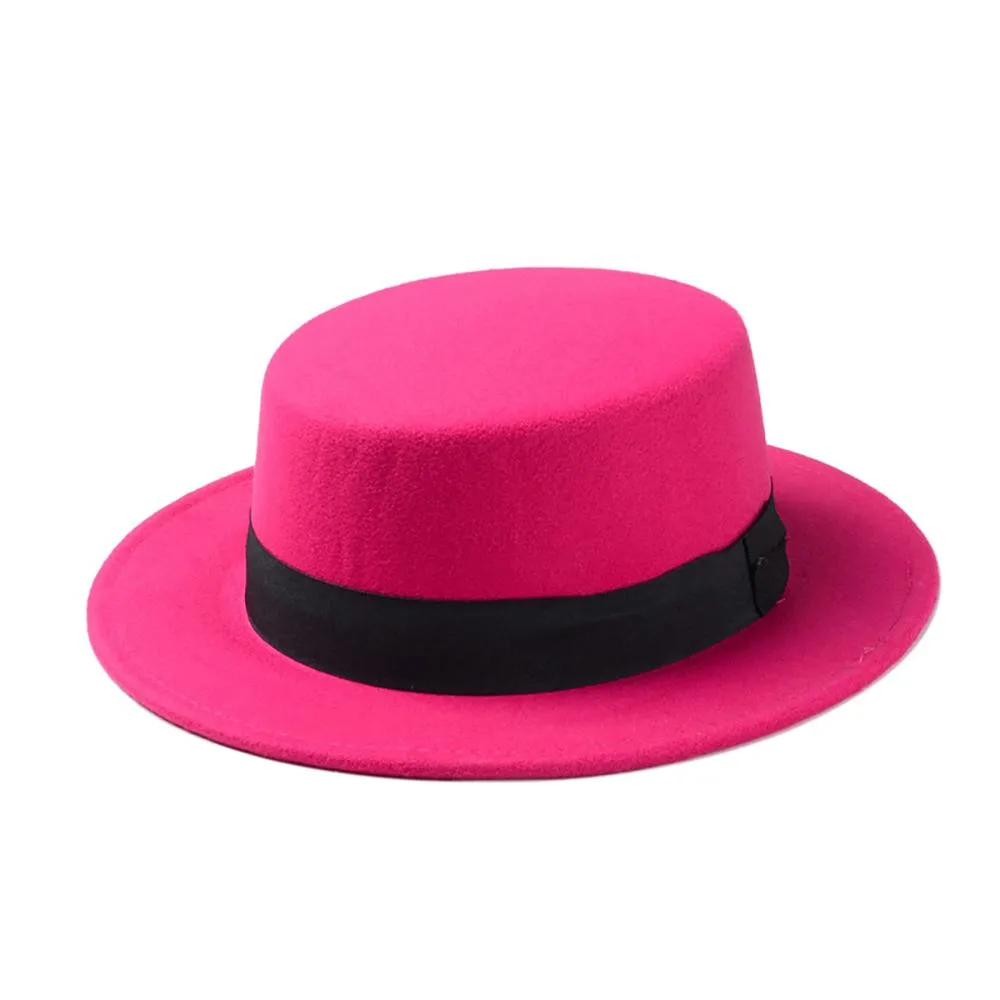 Classic Wide Brim Adjustable Fedora Wool Top Hat