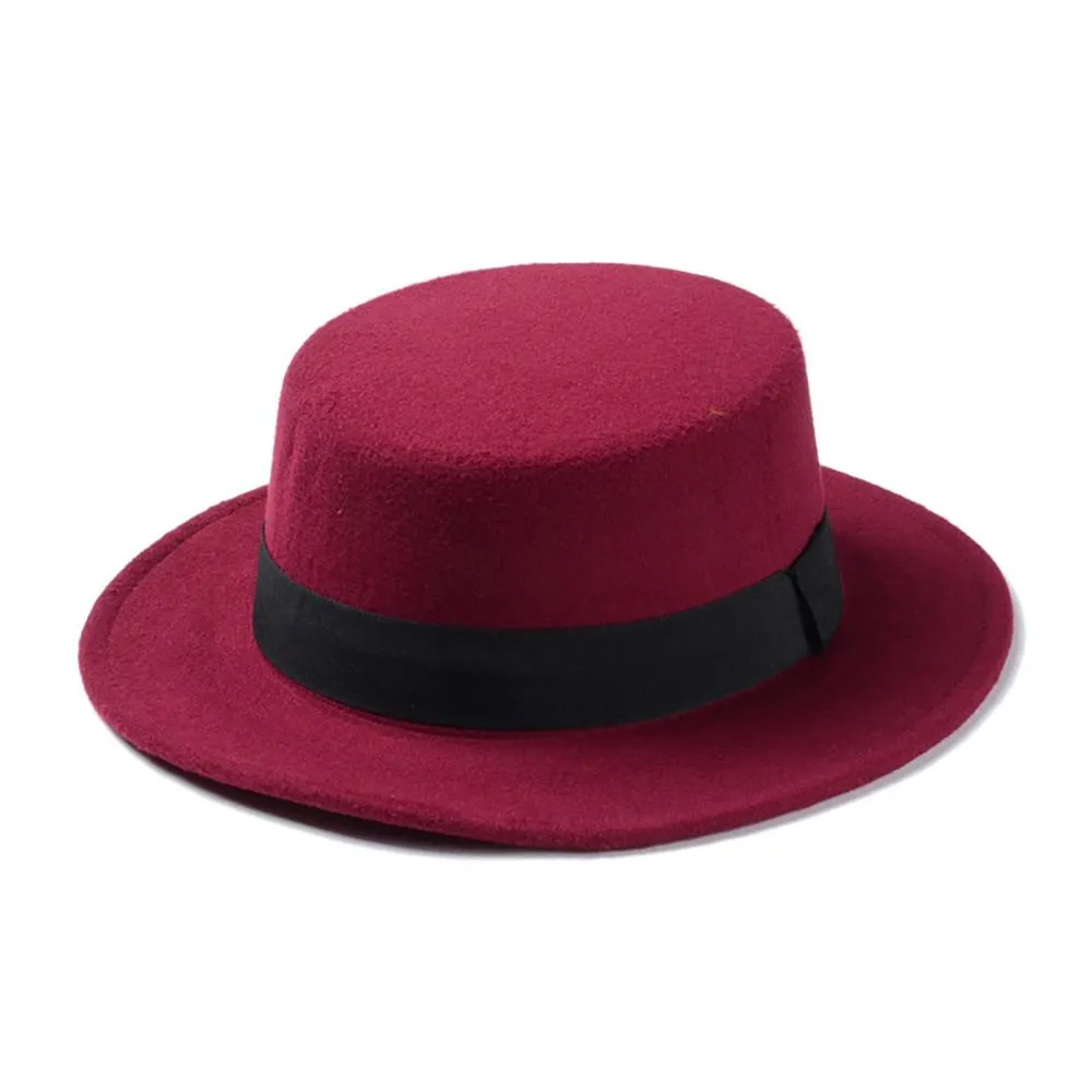 Classic Wide Brim Adjustable Fedora Wool Top Hat