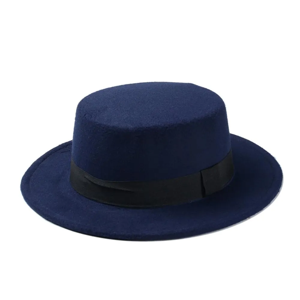 Classic Wide Brim Adjustable Fedora Wool Top Hat