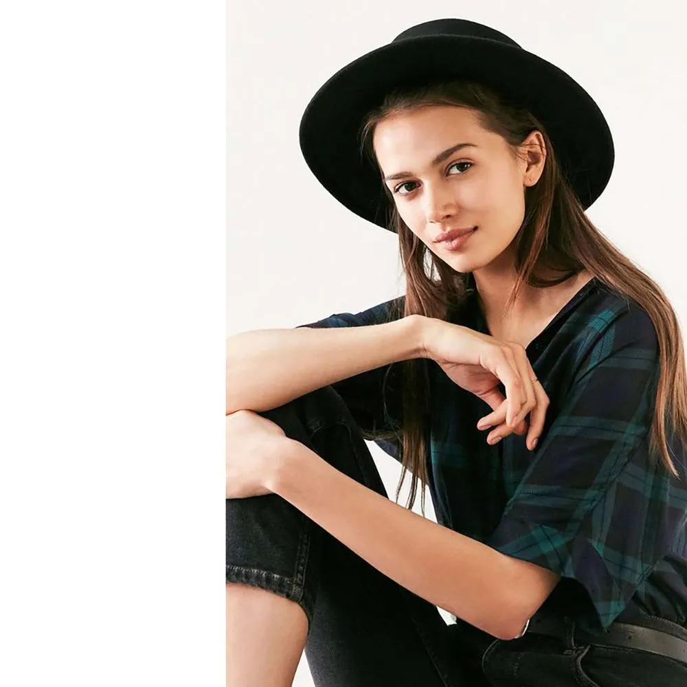 Classic Wide Brim Adjustable Fedora Wool Top Hat