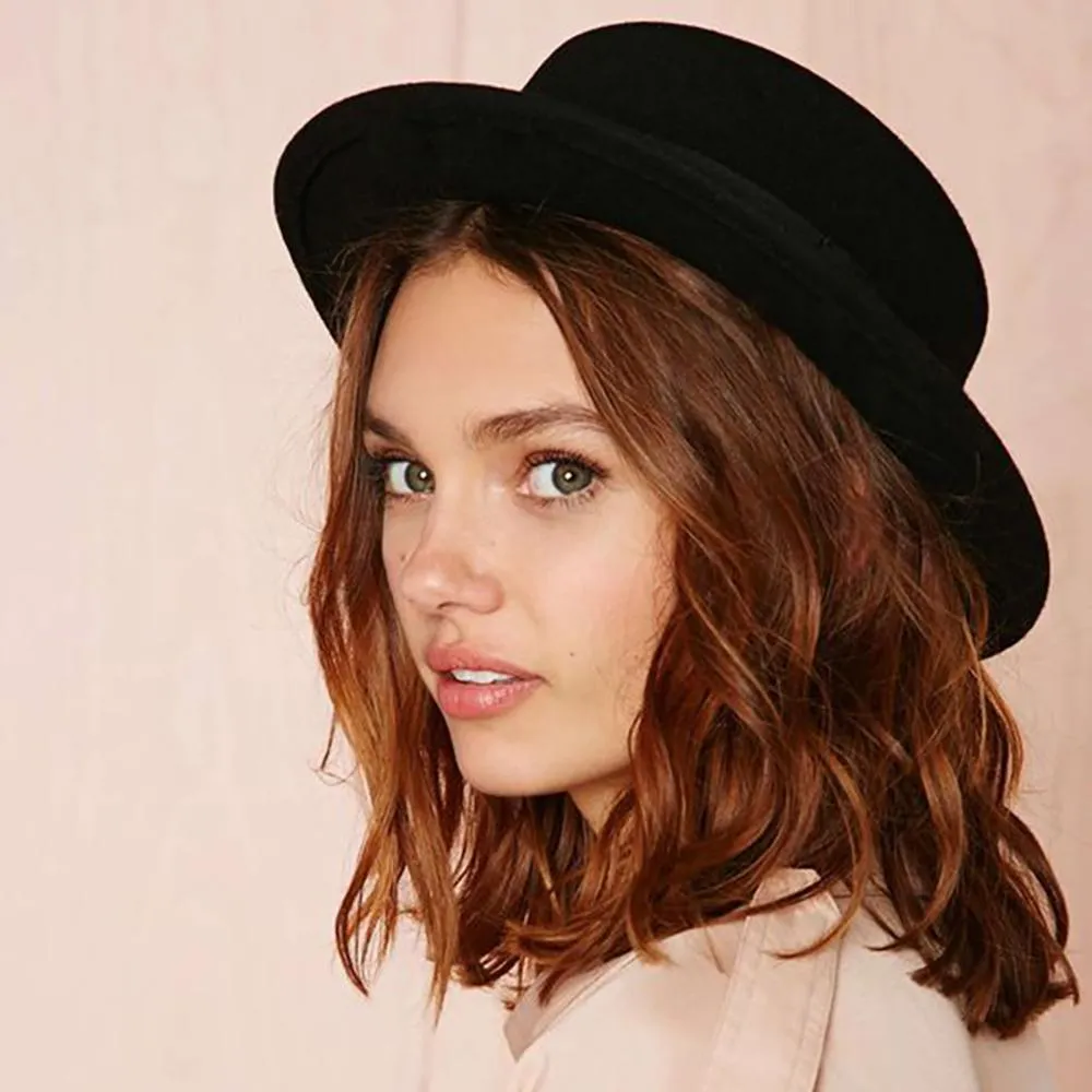 Classic Wide Brim Adjustable Fedora Wool Top Hat