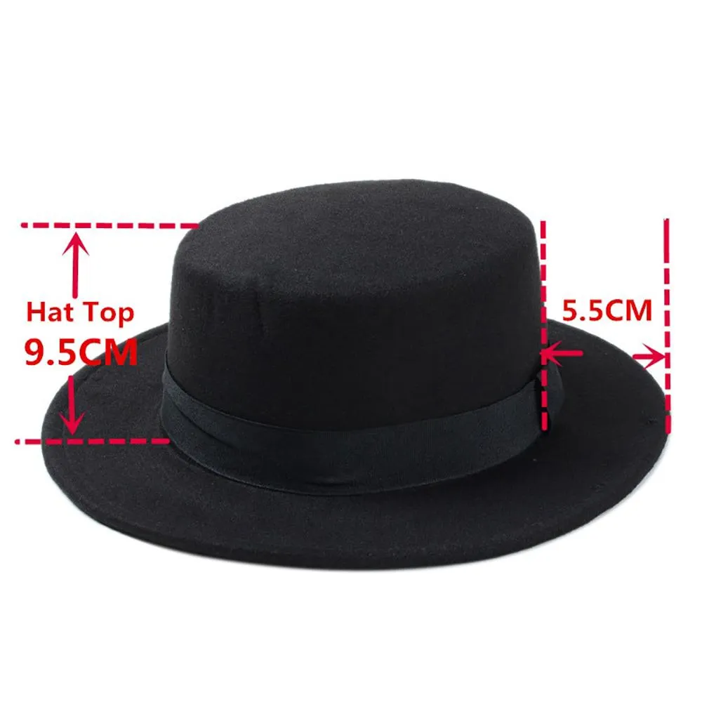 Classic Wide Brim Adjustable Fedora Wool Top Hat