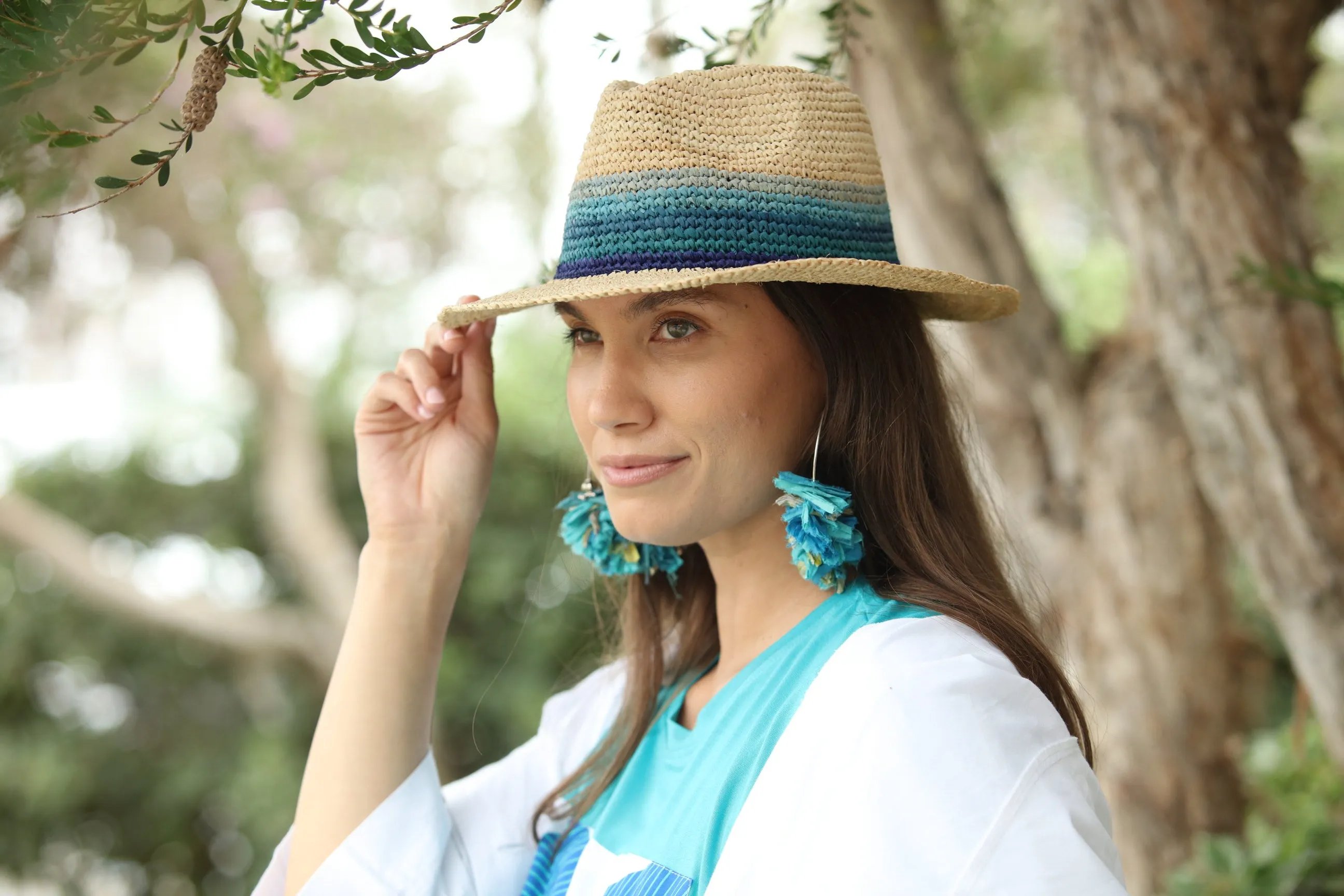 Crochet Fedora - Unisex Straw Sun Hats