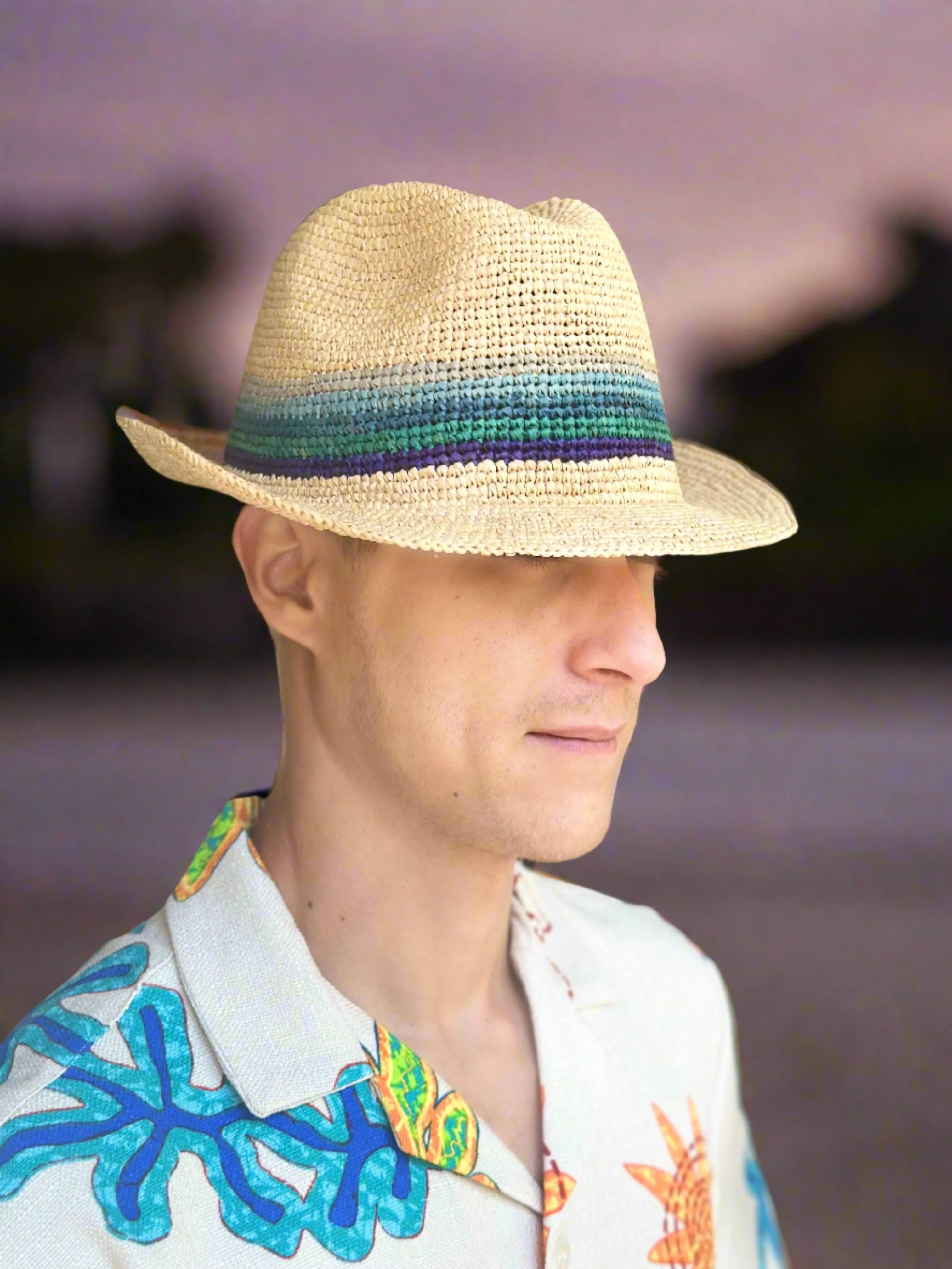 Crochet Fedora - Unisex Straw Sun Hats