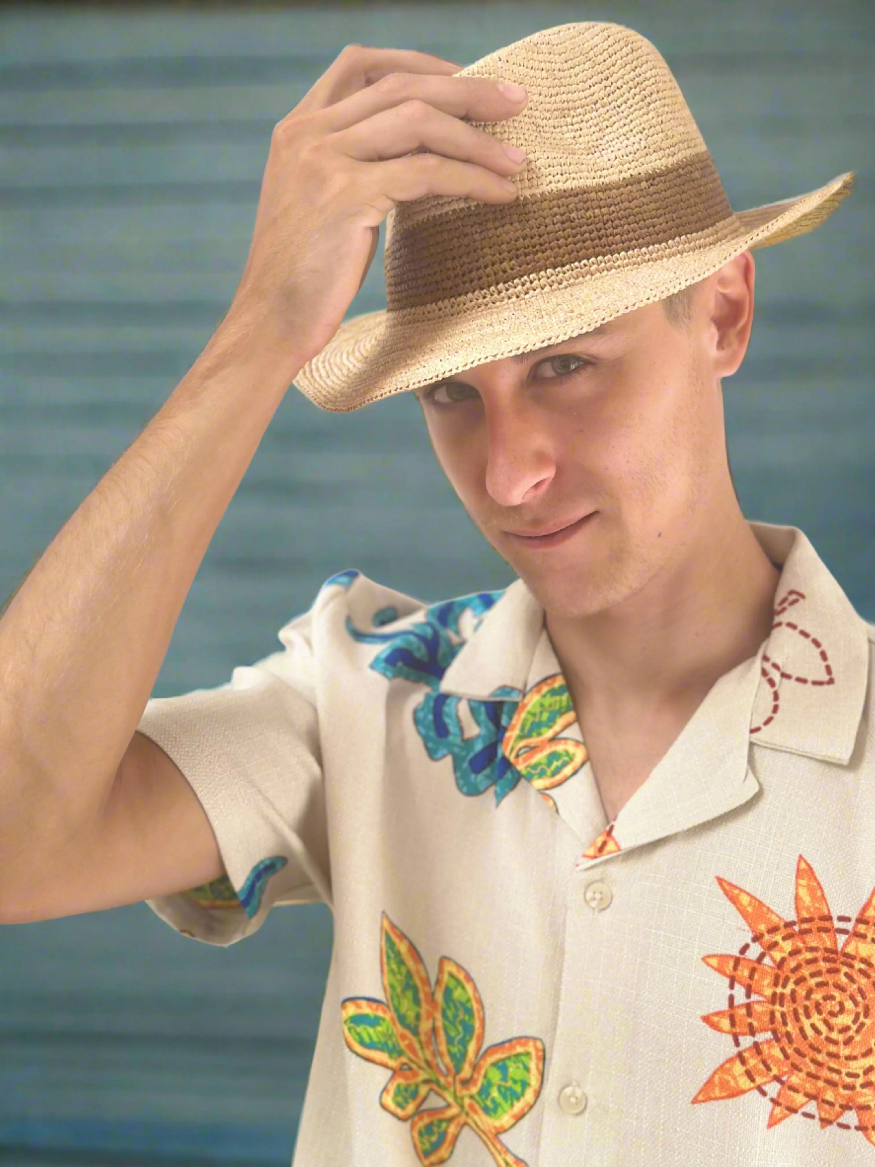 Crochet Fedora - Unisex Straw Sun Hats