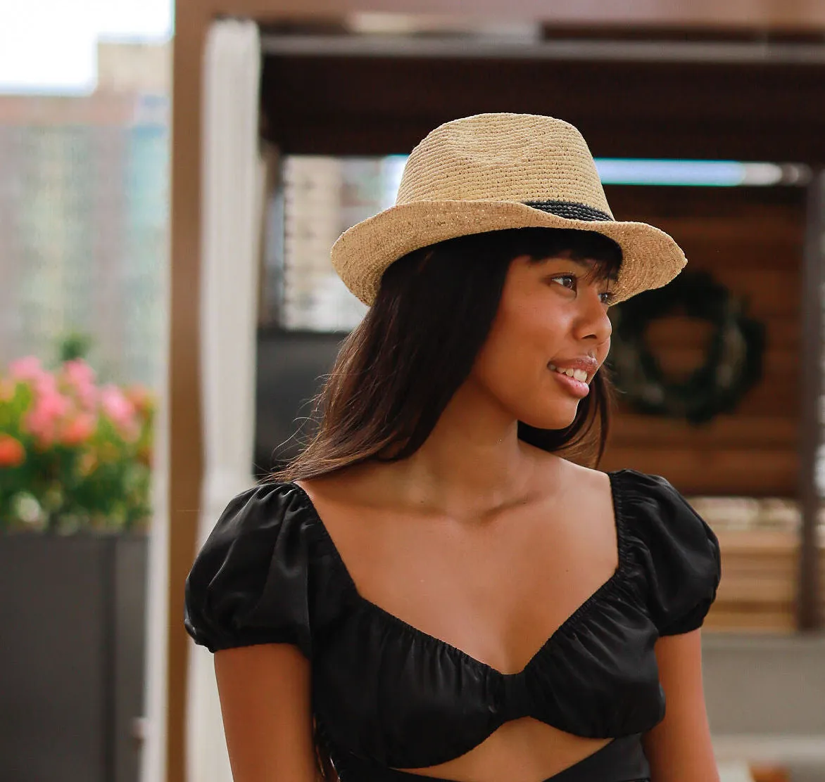 Crochet Fedora - Unisex Straw Sun Hats