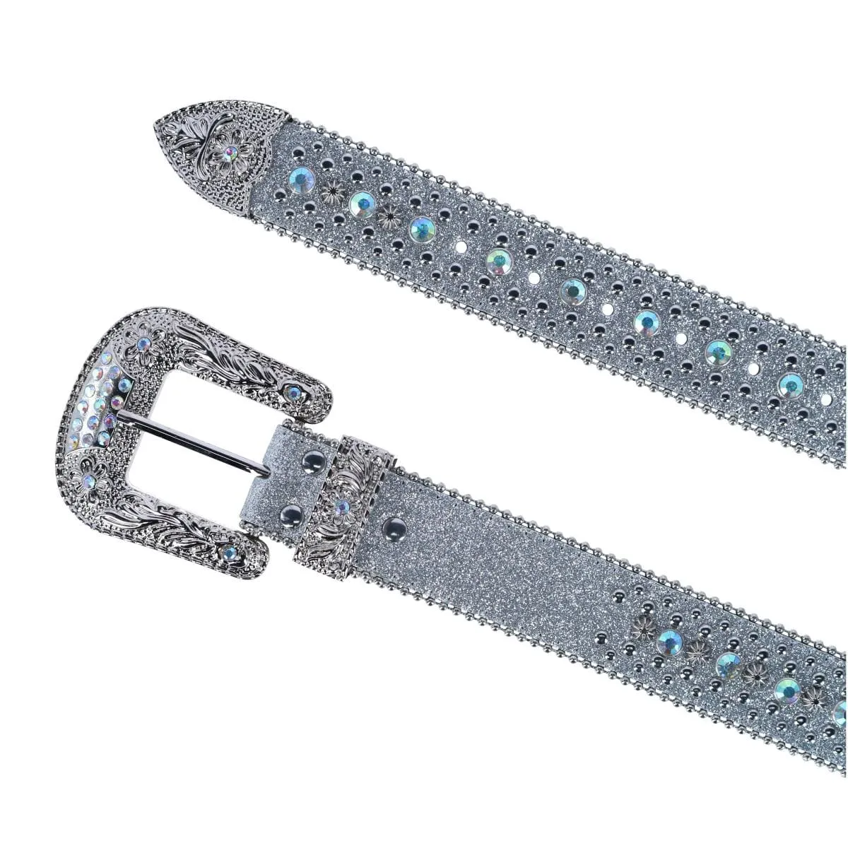 CTM® Women's Rhinestone Glitter Bling Belt
