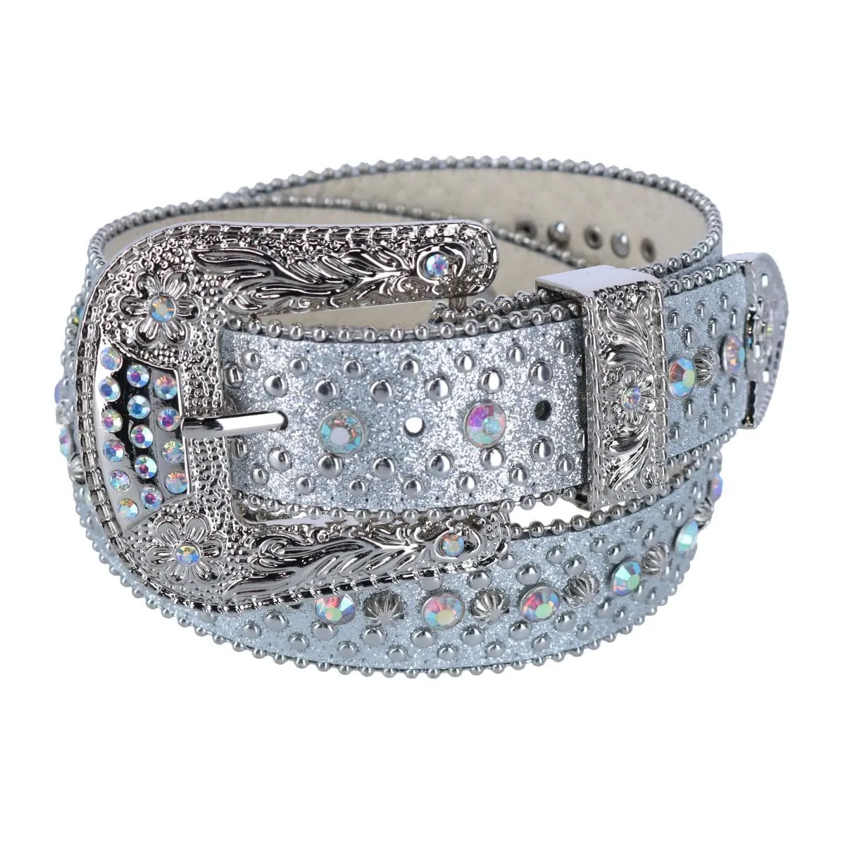 CTM® Women's Rhinestone Glitter Bling Belt