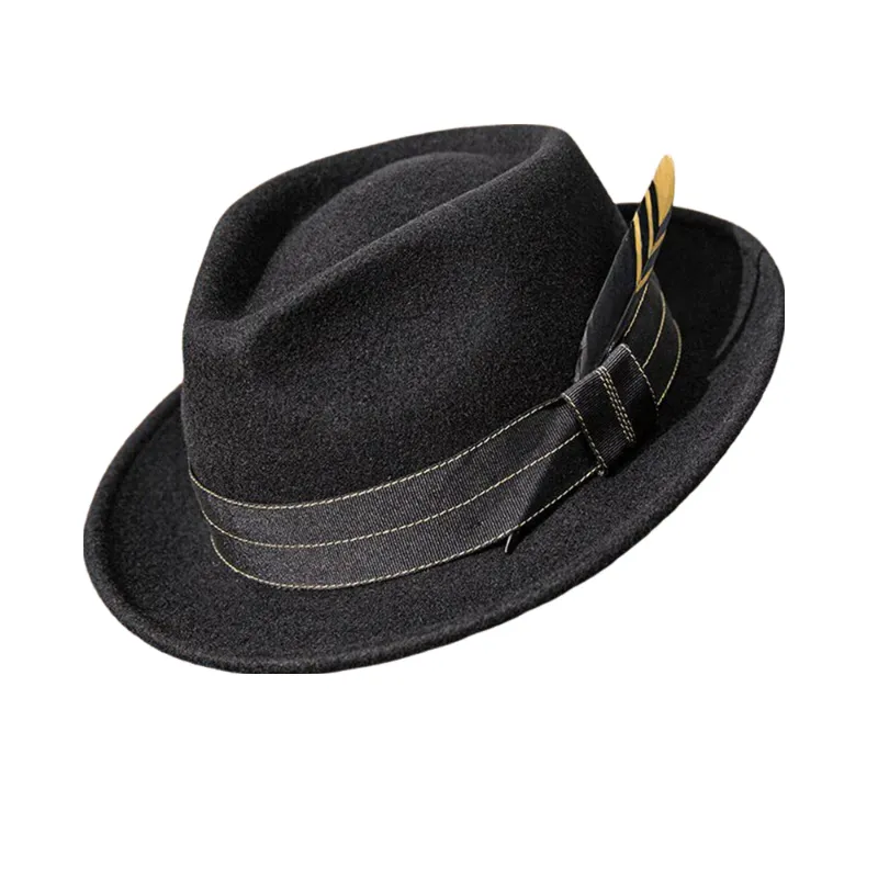 Epsilon Vintage Black Wool Fedora Hat