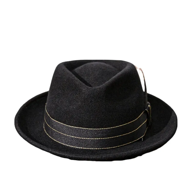 Epsilon Vintage Black Wool Fedora Hat