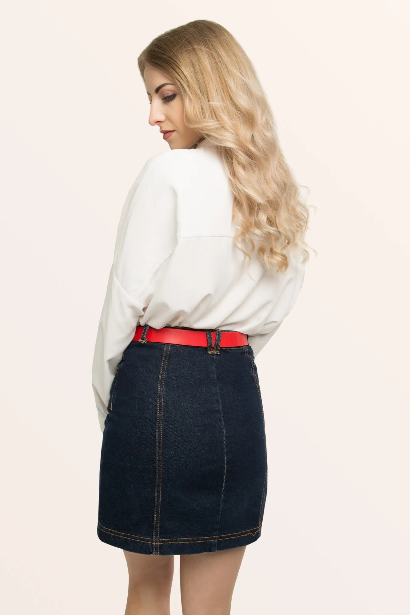 Genuine Leather Jeans Belt - Red