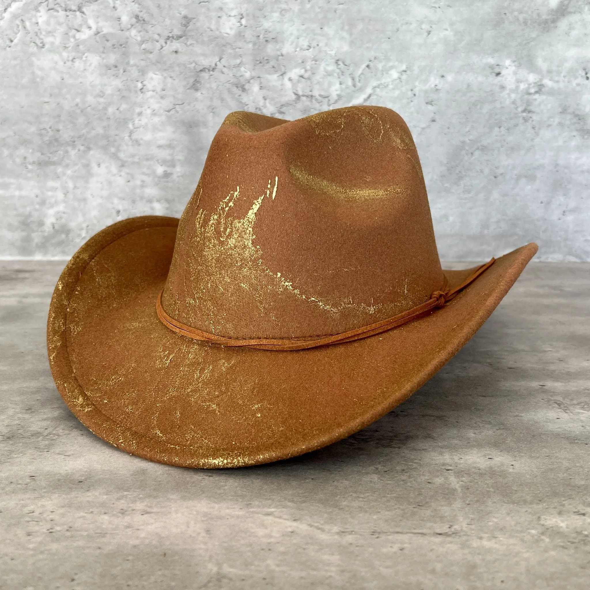 Gold Marbled Felt Cowboy Hat