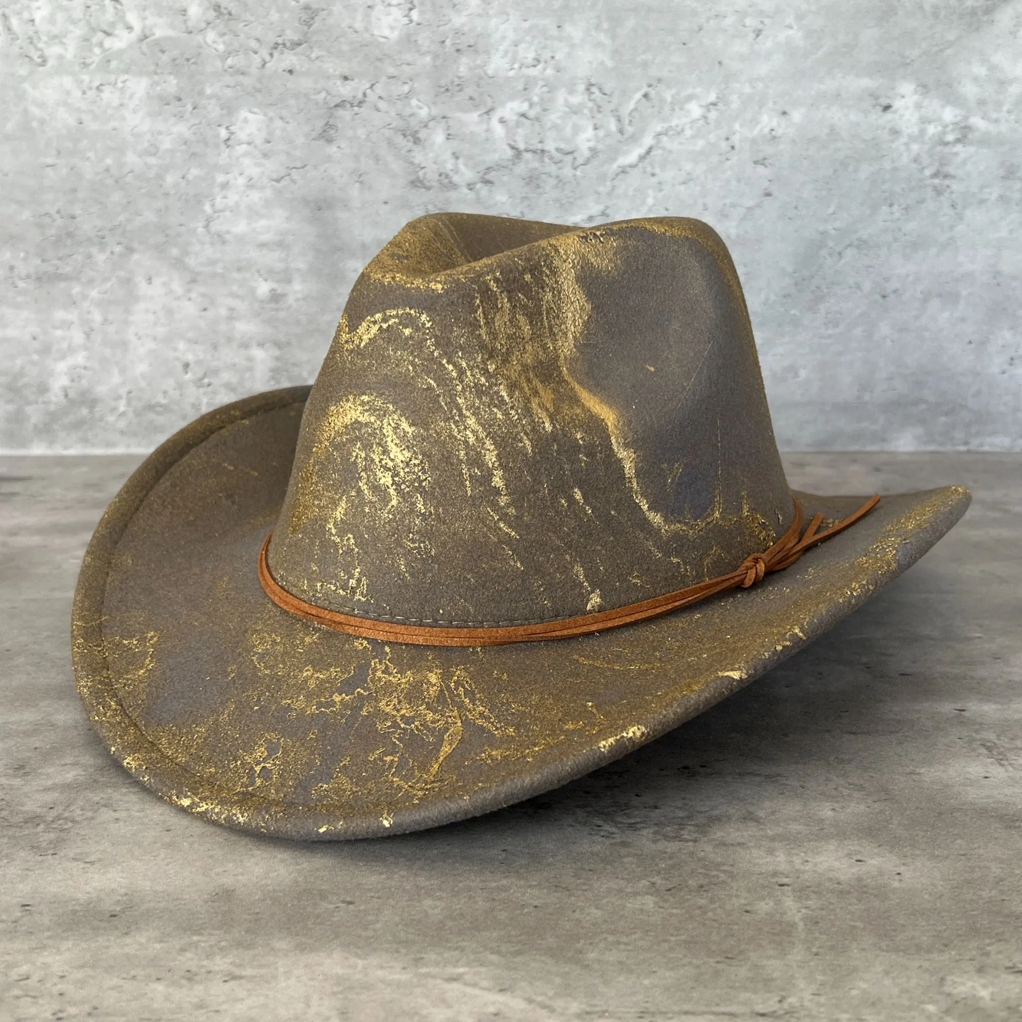 Gold Marbled Felt Cowboy Hat