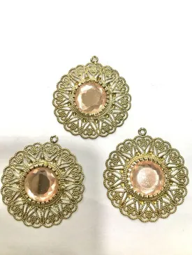 Golden Peach Circular Stone Pendant