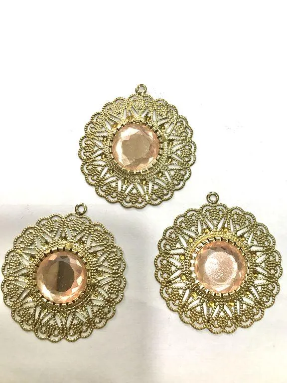 Golden Peach Circular Stone Pendant