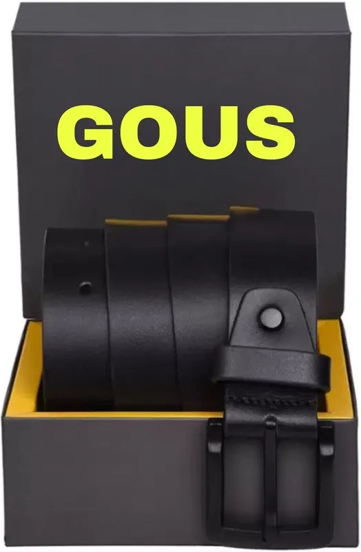 GOUS Men Casual, Formal Black Genuine Leather Belt