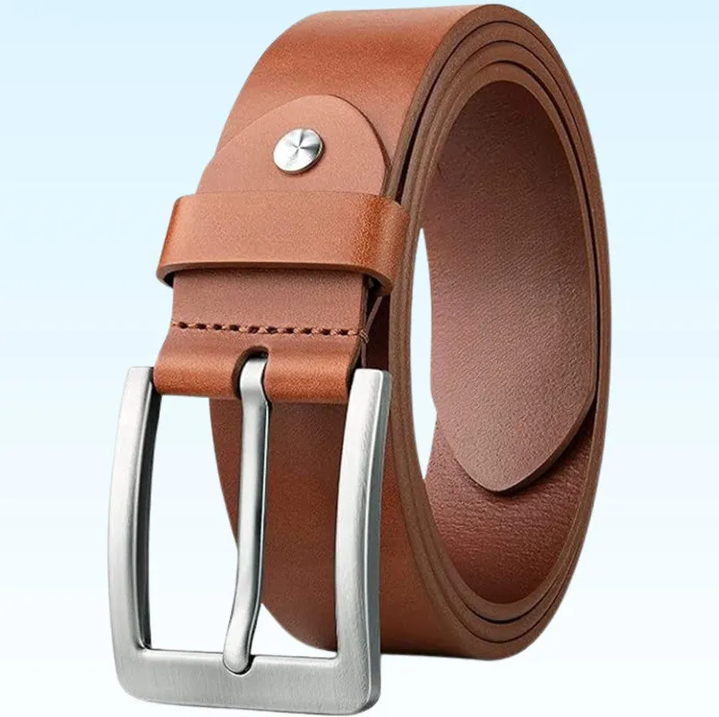 GOUS Men Casual Tan Genuine Leather Belt