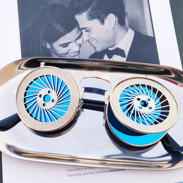Hip Hop Old School Gothic Flip Circular Double Metal Round Sunglasses