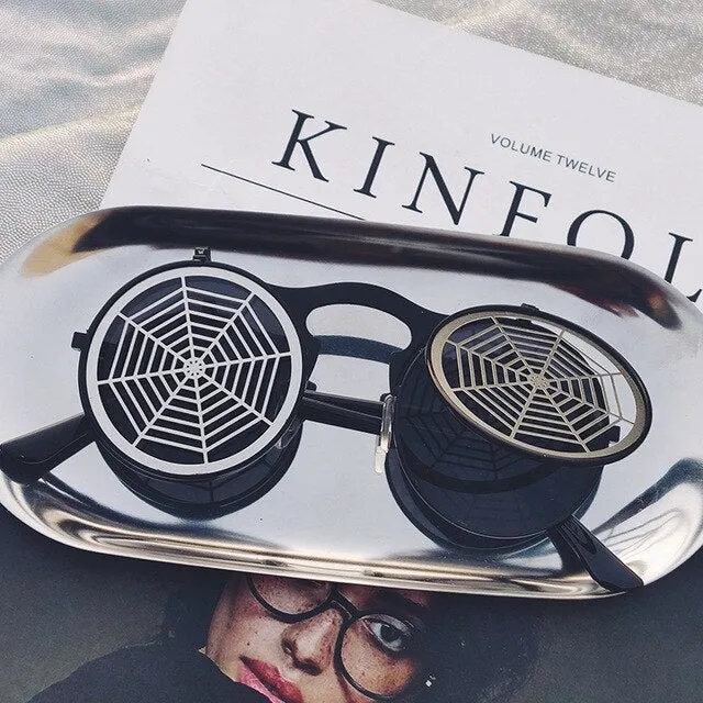 Hip Hop Old School Gothic Flip Circular Double Metal Round Sunglasses