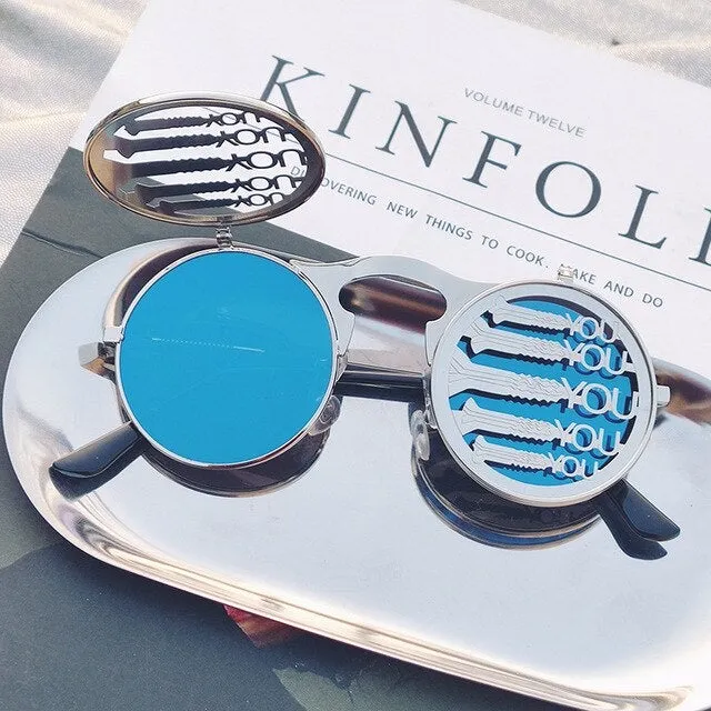 Hip Hop Old School Gothic Flip Circular Double Metal Round Sunglasses