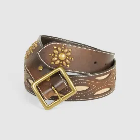 HTC Studded Western Belt Leather Inlay