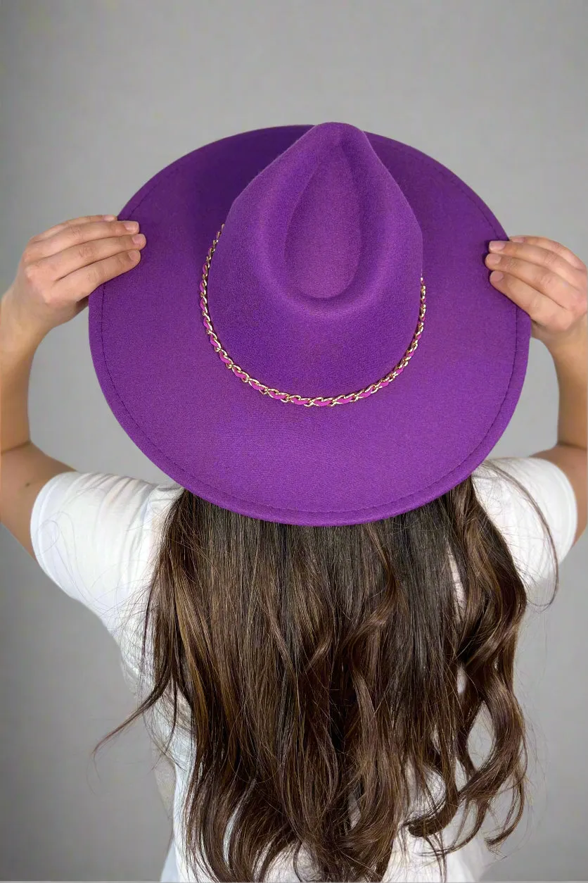 Iconic Chain Felt Faux Wool Felt Fedora