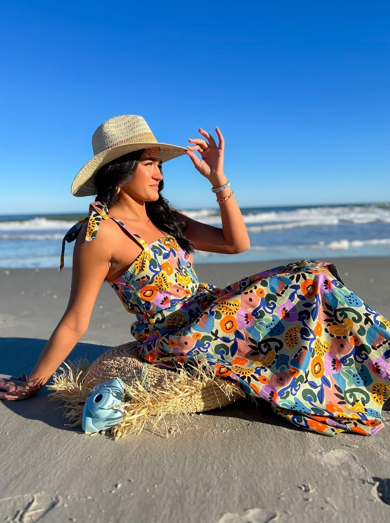 Island Time Ivory Striped Straw Hat