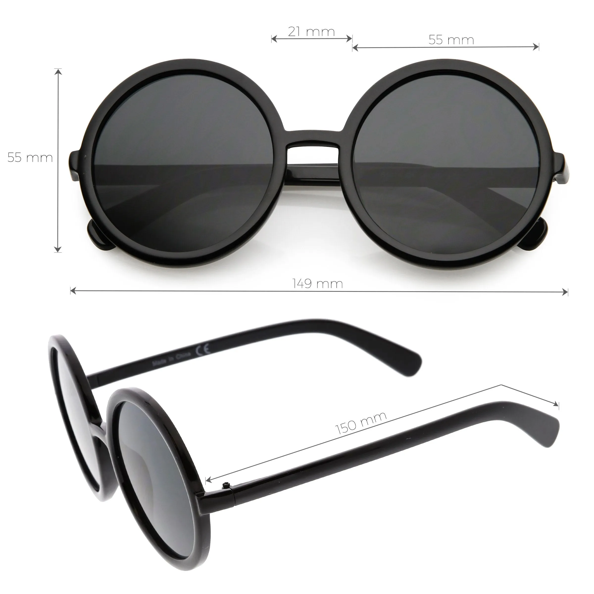 Large Retro Round Circle 1970's Fashion Sunglasses C855