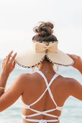 Leopard Foldable Bow Visor Summer Hat