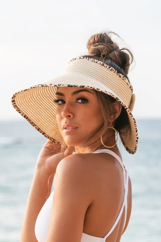 Leopard Foldable Bow Visor Summer Hat