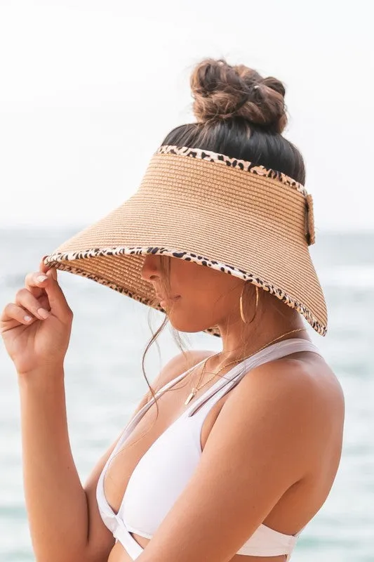 Leopard Foldable Bow Visor Summer Hat