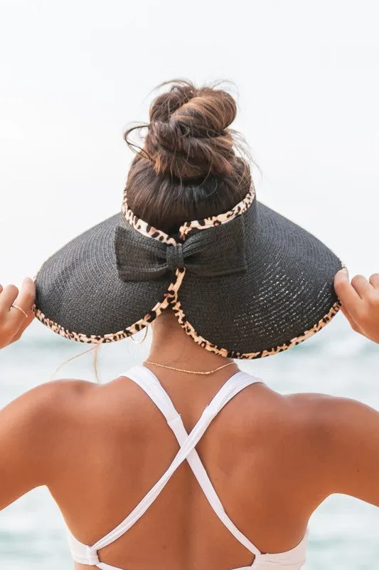 Leopard Foldable Bow Visor Summer Hat